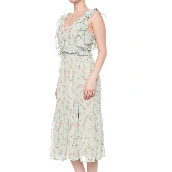 Dex Ruffled-Bodice Tie-Back Floral Dress Size S NWT - Picture 3 of 13